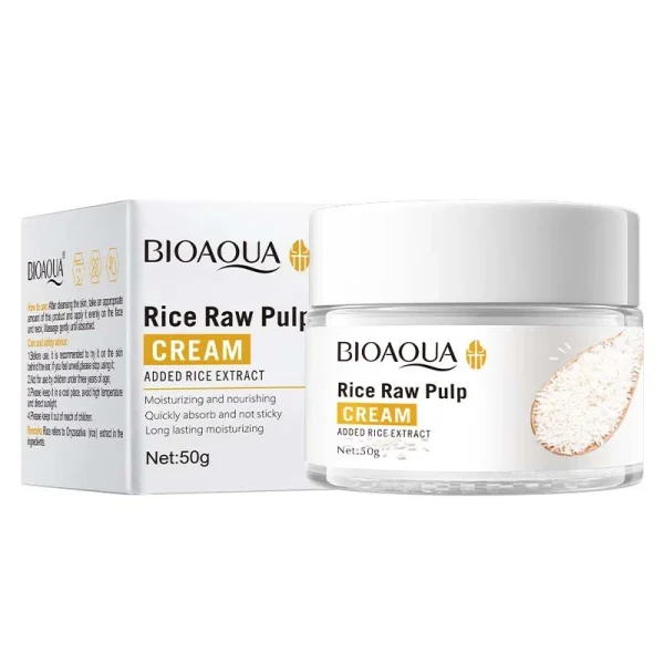 کرم آبرسان بیو آکوا مدل کاسه ای برنج Rice Raw Pulp حجم 50 میلی لیتر