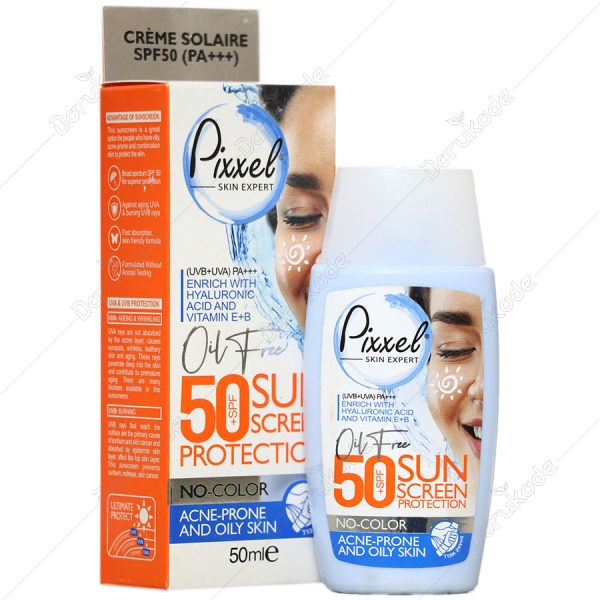 کرم ضد آفتاب بدون رنگ پیکسل مدل SPF50 مناسب برای پوست چرب