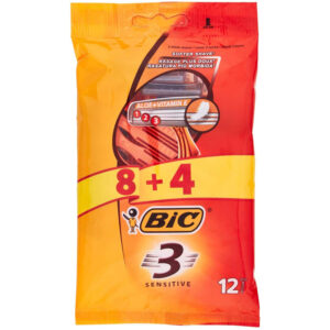 خودتراش بیک 3 لبه ضد حساسیت مدل Bic Sensitive 3 بسته 12 عددی