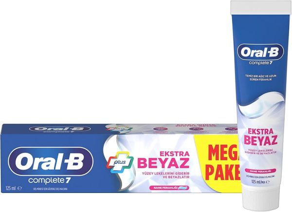 خمیر دندان سفید کننده اورال بی مدل COMPLETE 7 EXTRA WHITE حجم 125 میلی لیتر